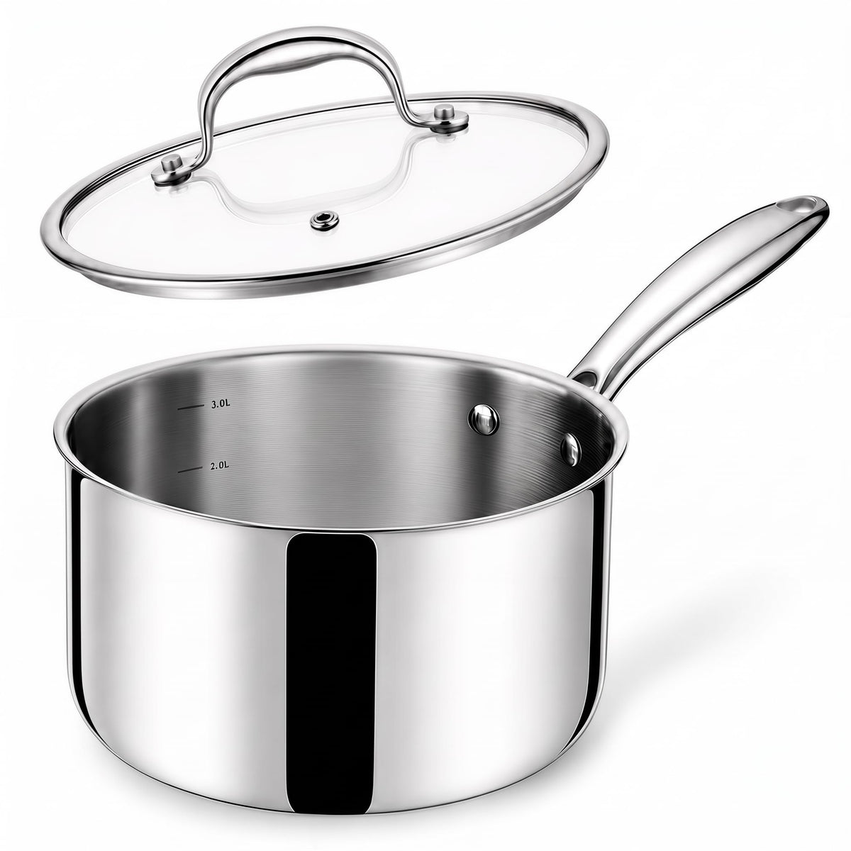 Tri-Ply Stainless Steel Saucepan for Even Heating