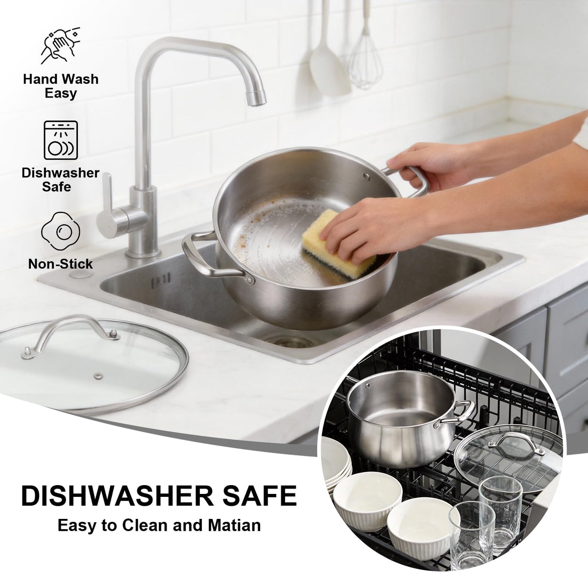 Tri-Ply Stainless Steel Stock Pot With Induction Base