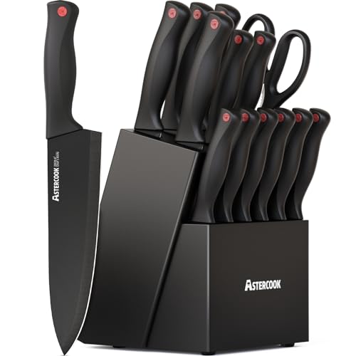 German Steel Knife Block Set With Built-In Sharpener