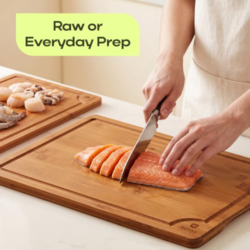 Bamboo Cutting Board Set With Deep Juice Grooves