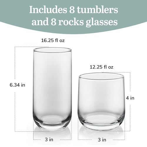 Glass Tumbler Set With Classic Cocktail Design