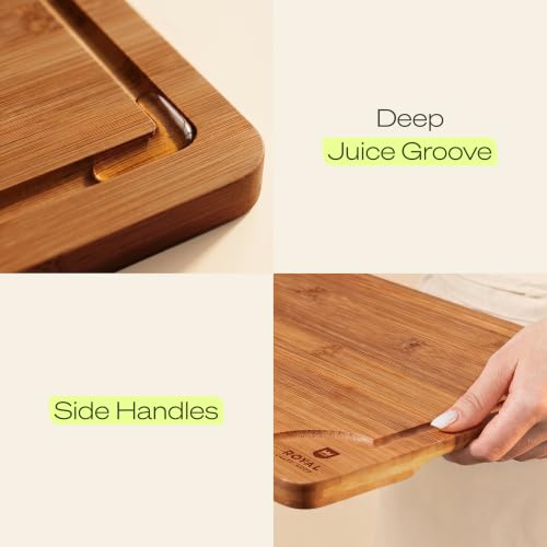 Bamboo Cutting Board Set With Deep Juice Grooves