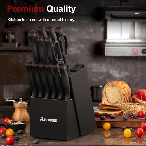 German Steel Knife Block Set With Built-In Sharpener