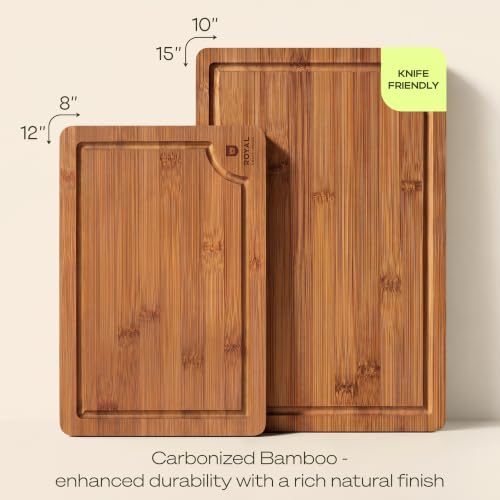 Bamboo Cutting Board Set With Deep Juice Grooves