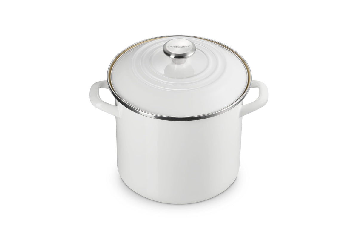 Enameled Steel Stockpot With Traditional Profile