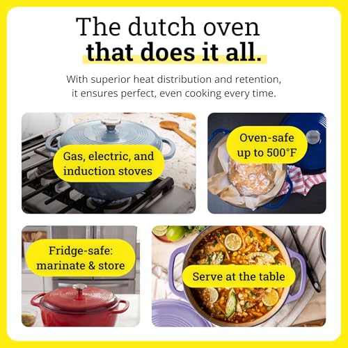 Enamel Cast Iron Dutch Oven With Moisture-Seal Lid
