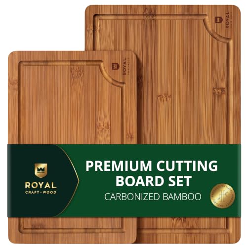 Bamboo Cutting Board Set With Deep Juice Grooves