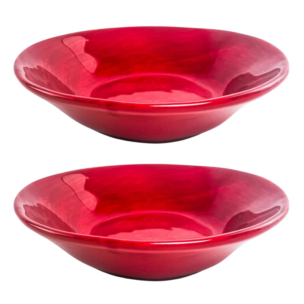 Tuscan Ceramic Pasta Bowl Set With Rustic Glaze