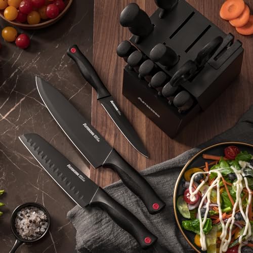 German Steel Knife Block Set With Built-In Sharpener