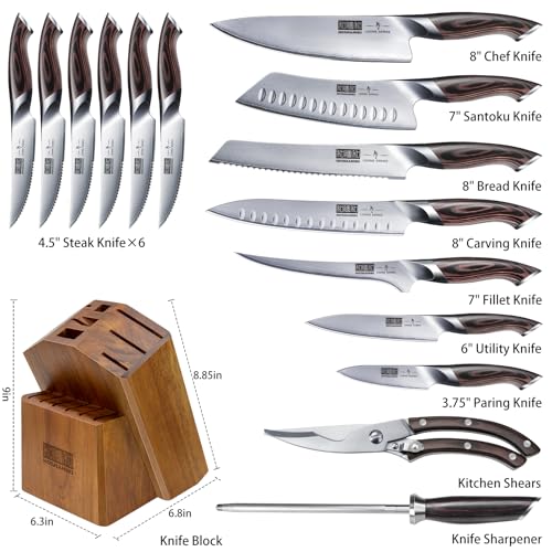 Japanese Knife Block Set With Ultra-Sharp Blades