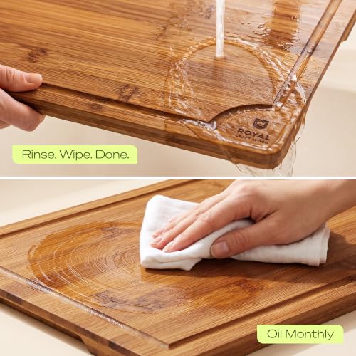 Bamboo Cutting Board Set With Deep Juice Grooves