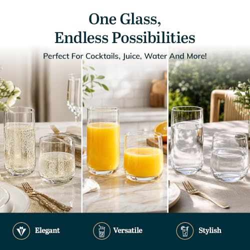 Glass Tumbler Set With Classic Cocktail Design