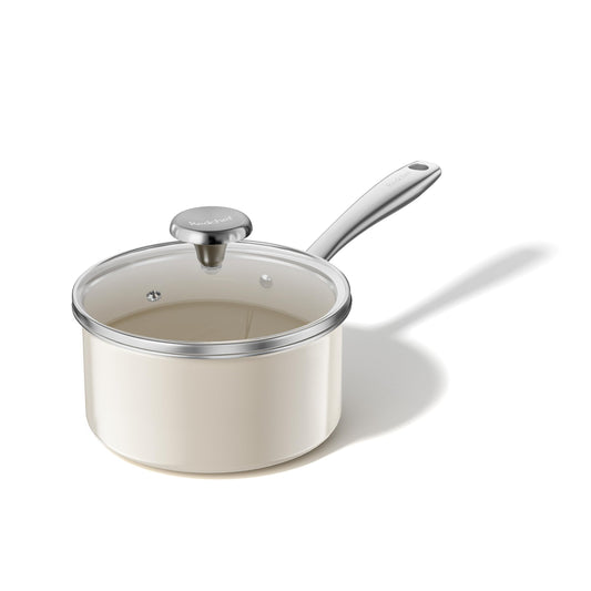 Ceramic Saucepan With Lid & Nonstick Interior