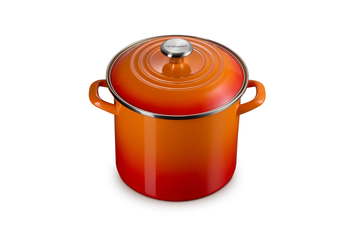 Enameled Steel Stockpot With Traditional Profile