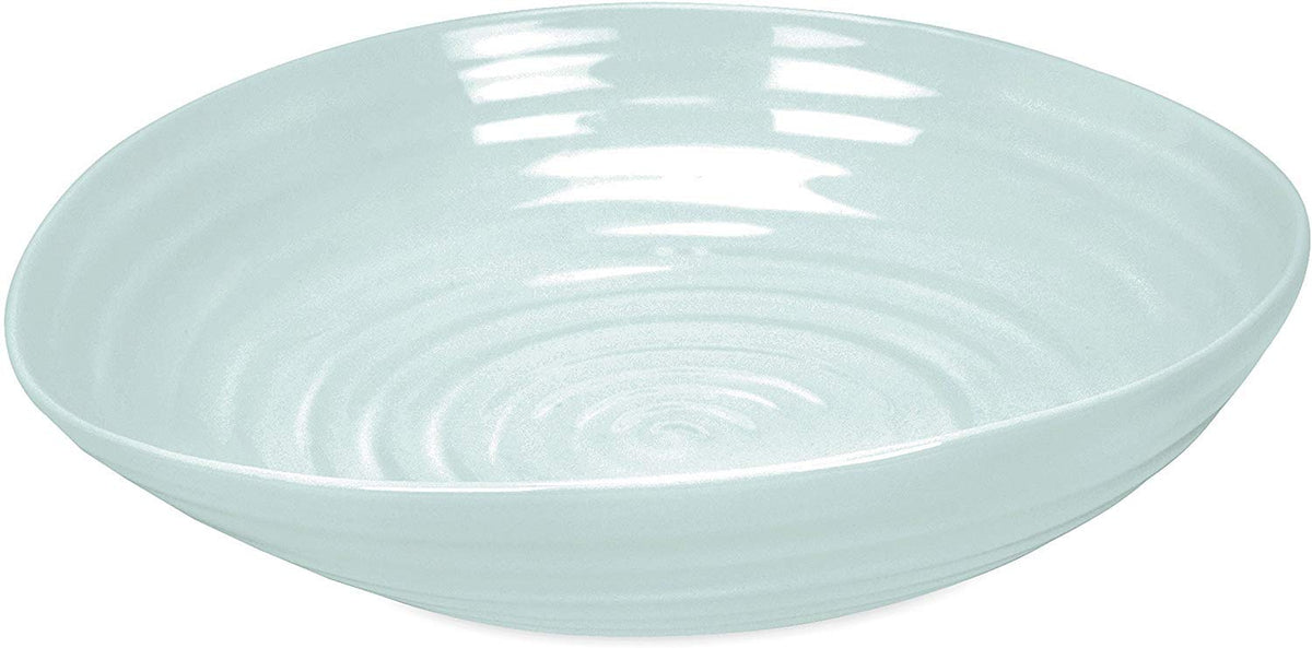 Porcelain Pasta Bowl Set With Sculpted Green Glaze
