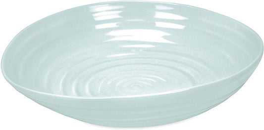 Porcelain Pasta Bowl Set With Sculpted Green Glaze