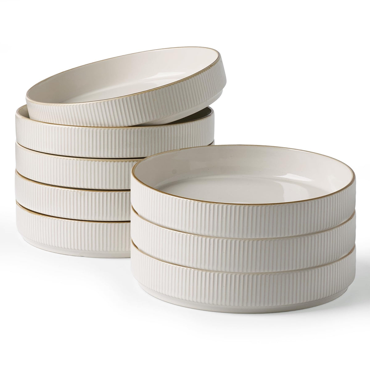 Wide Pasta Bowl Set With Star-Inspired Finish