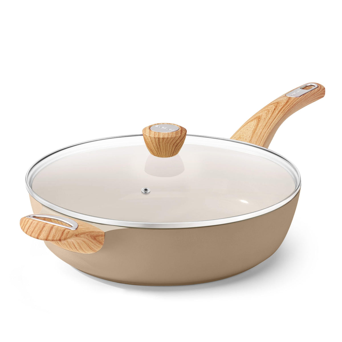 Ceramic Deep Frying Pan With Lid & Helper Handle