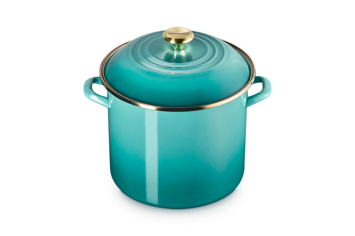 Enameled Steel Stockpot With Traditional Profile