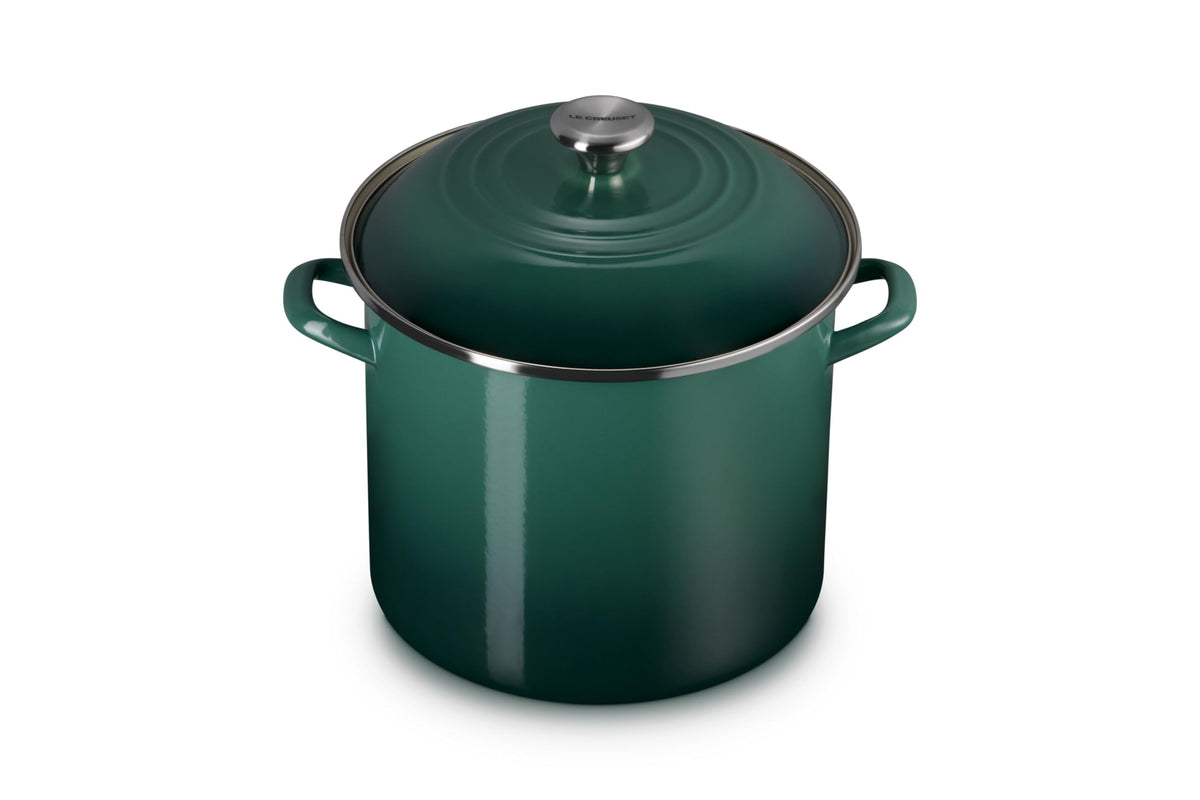 Enameled Steel Stockpot With Traditional Profile