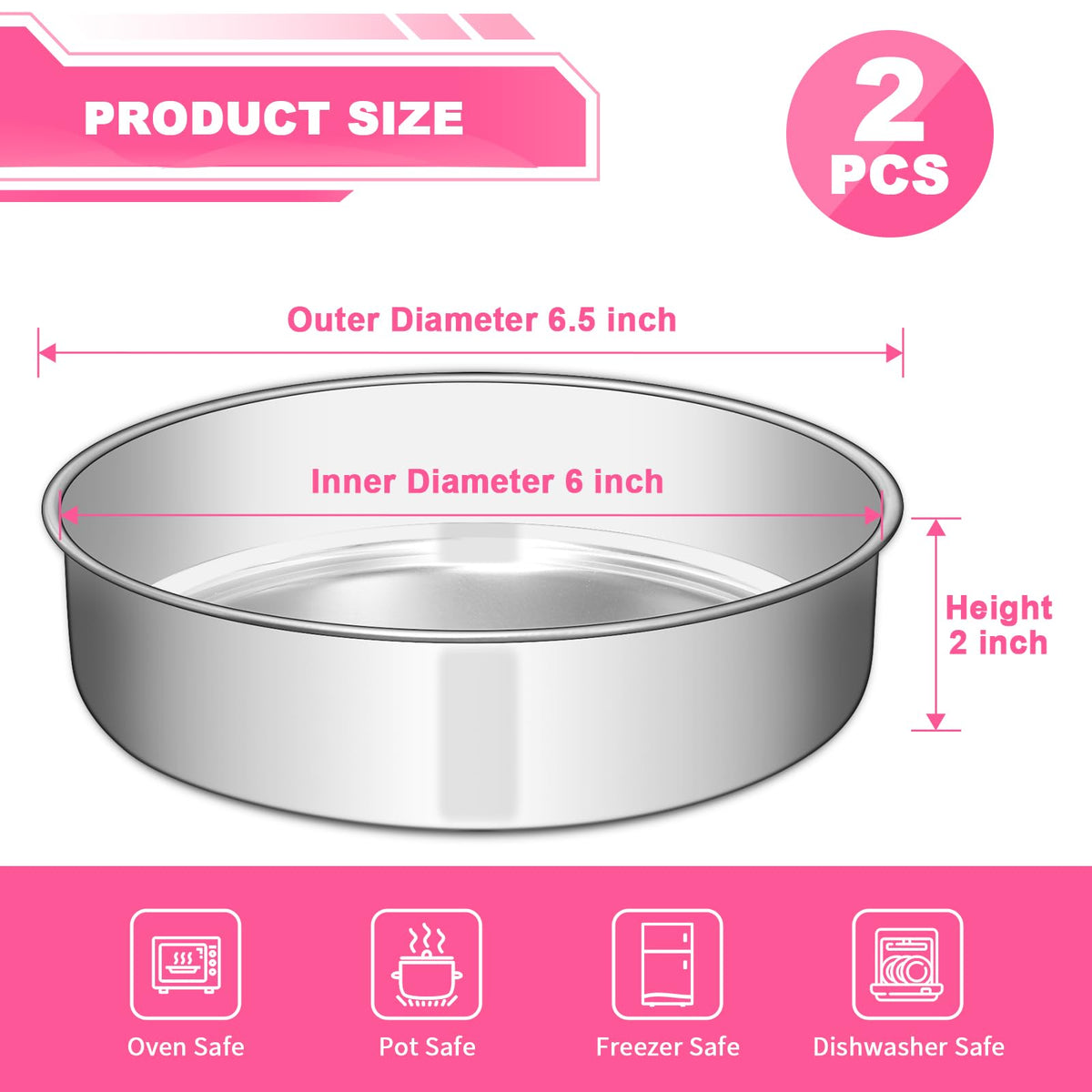 Stainless Steel Round Cake Pan Set With Leakproof Design