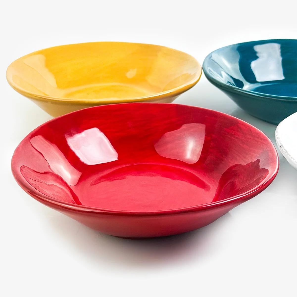 Tuscan Ceramic Pasta Bowl Set With Rustic Glaze