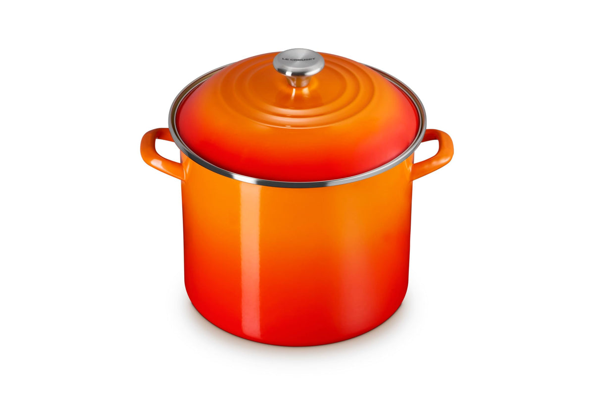 Enameled Steel Stockpot With Traditional Profile