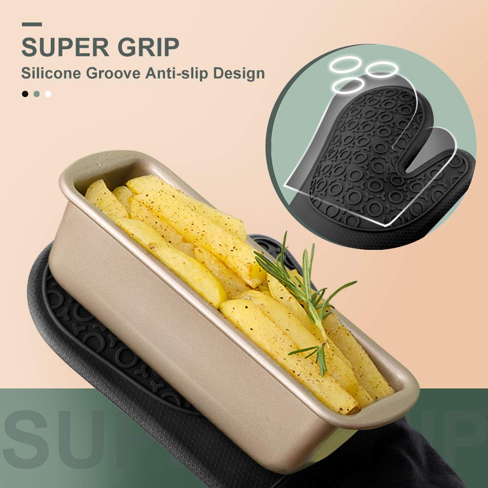 Silicone Oven Mitts With Quilted Non-Slip Grip