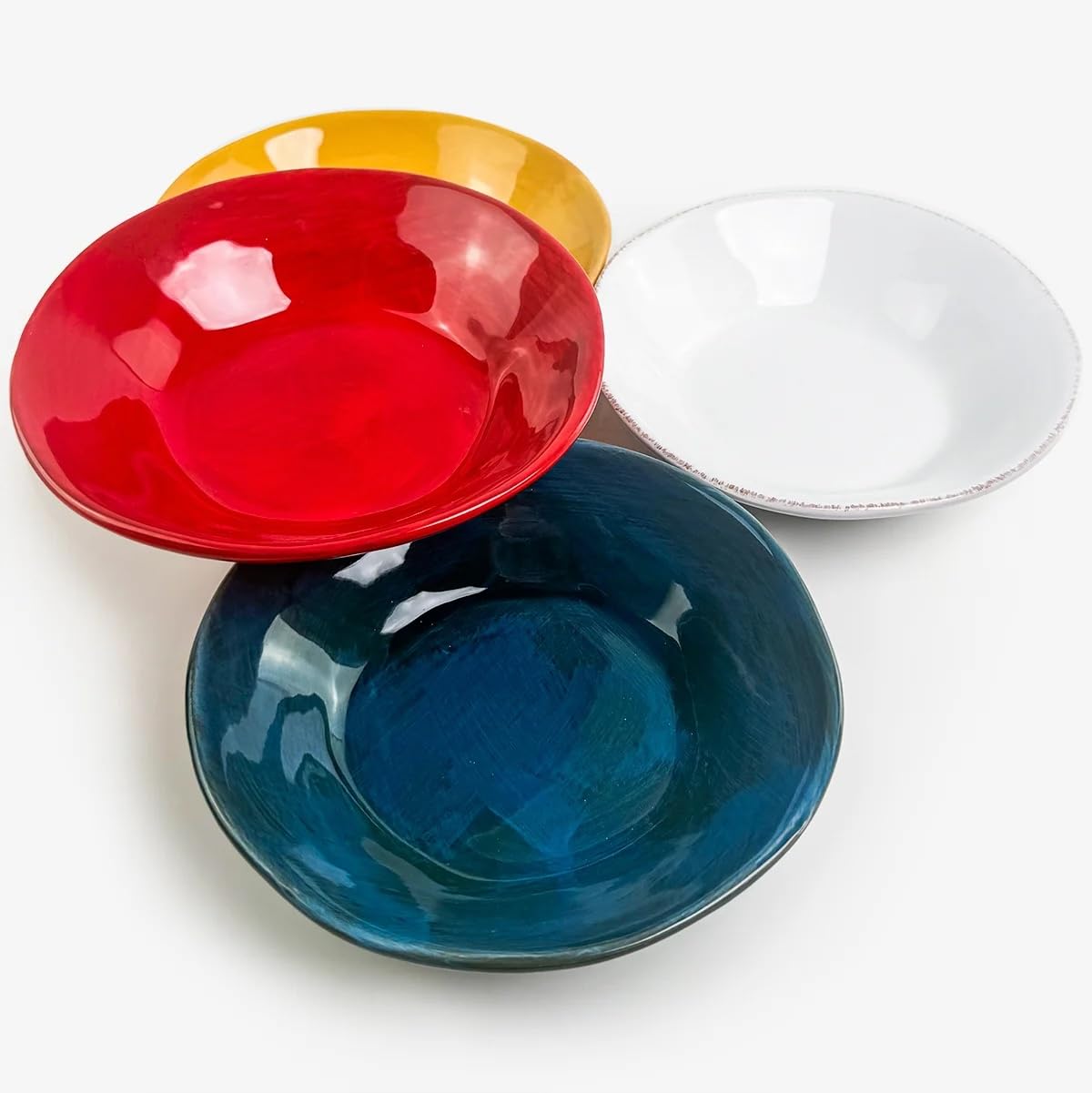 Tuscan Ceramic Pasta Bowl Set With Rustic Glaze