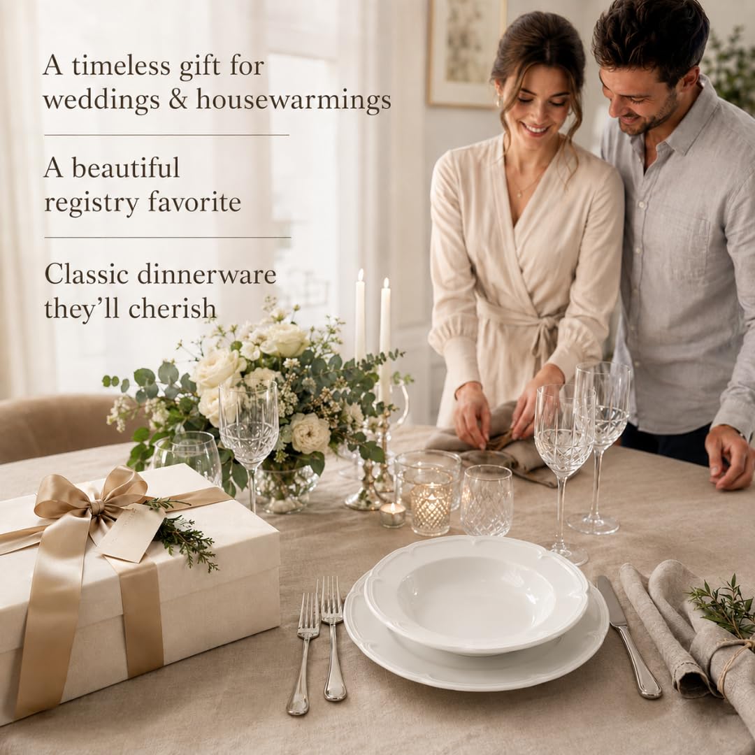 Creamy White Dinnerware Set With Sculpted Details