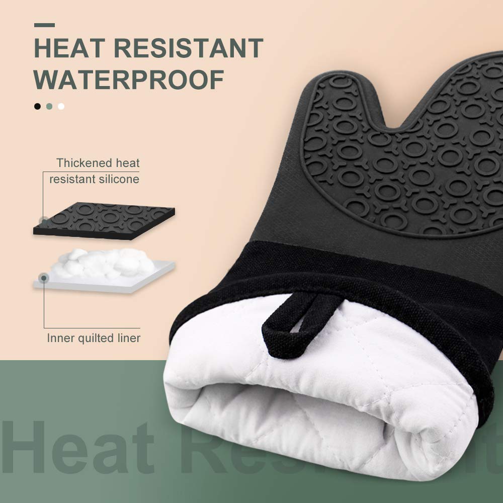 Silicone Oven Mitts With Quilted Non-Slip Grip
