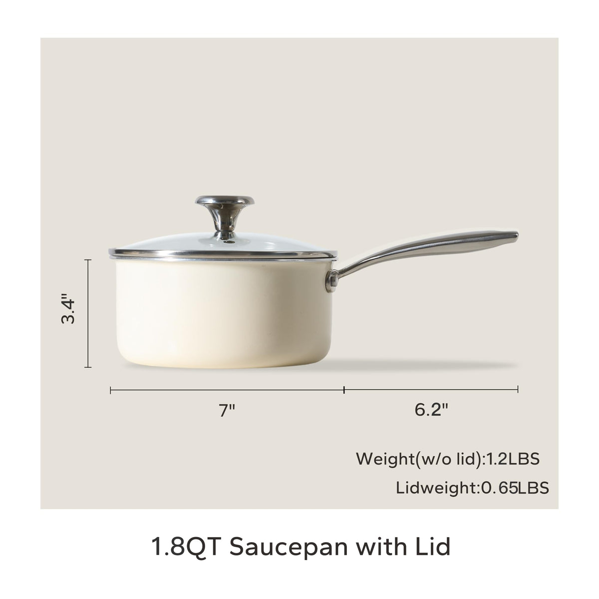 Ceramic Saucepan With Lid & Nonstick Interior