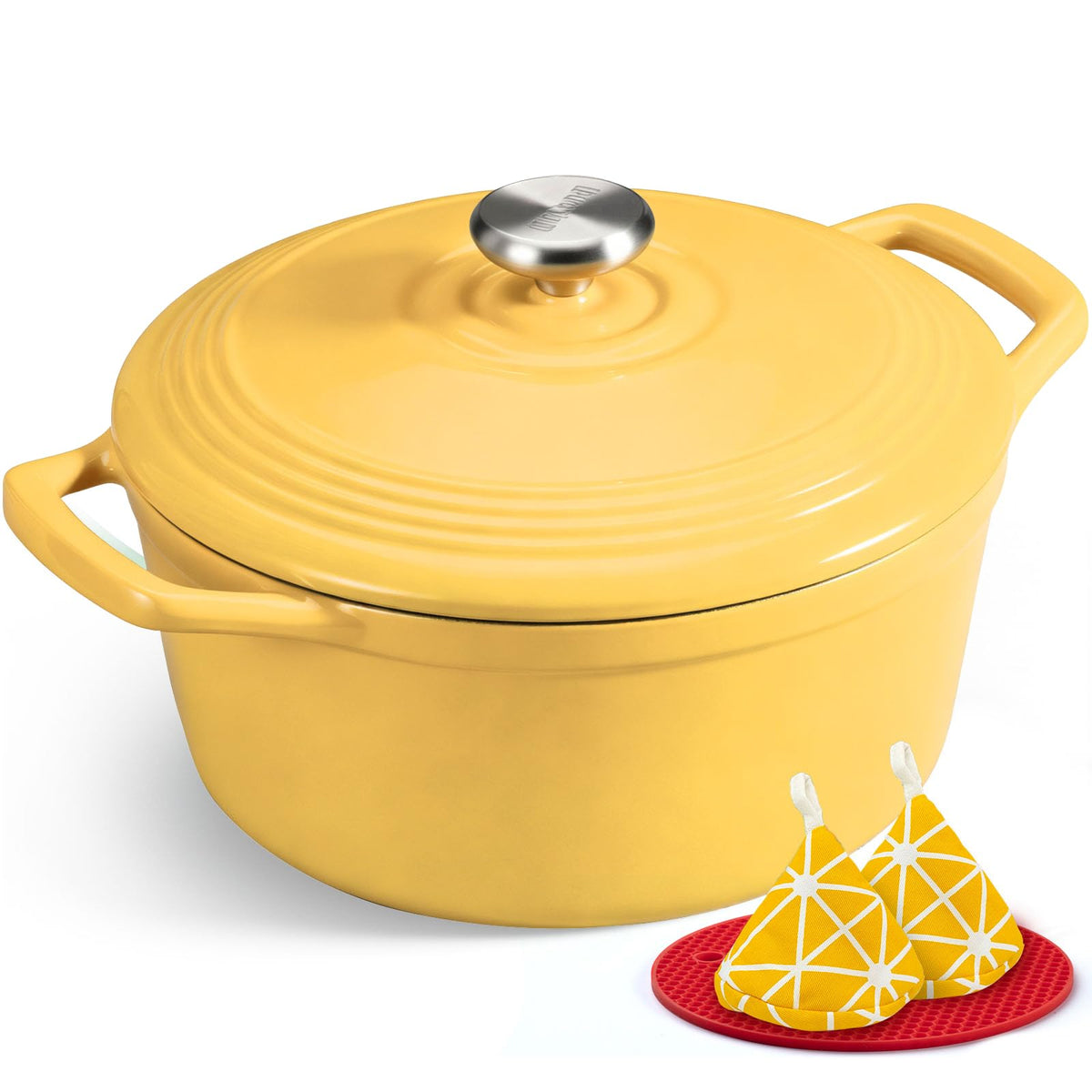 Enameled Cast Iron Dutch Oven With Heavy-Duty Lid