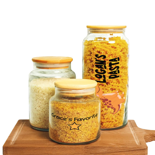 Personalized Glass Cookie Jar With Wooden Lid