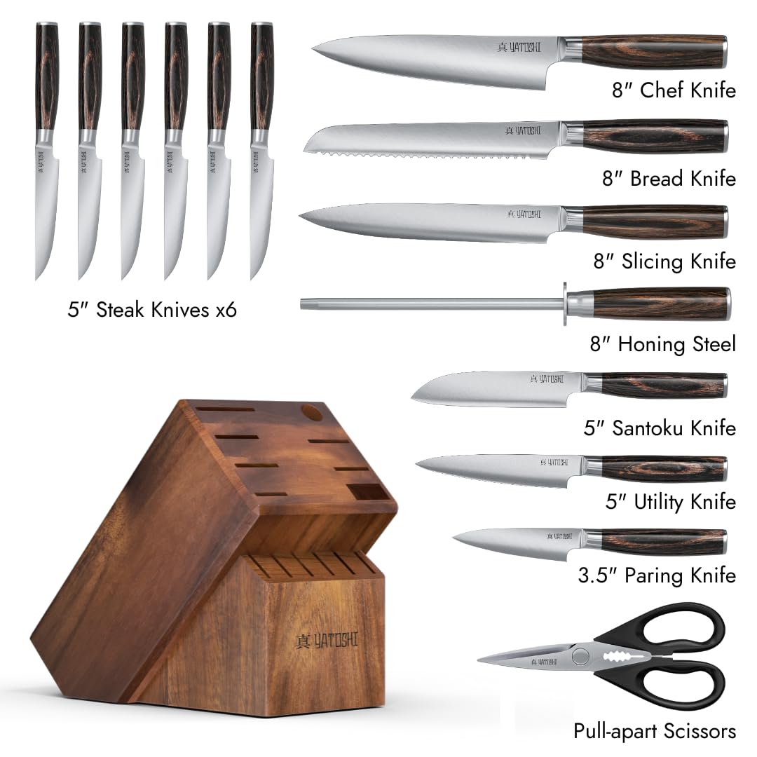 Professional Knife Block Set With High-Carbon Blades