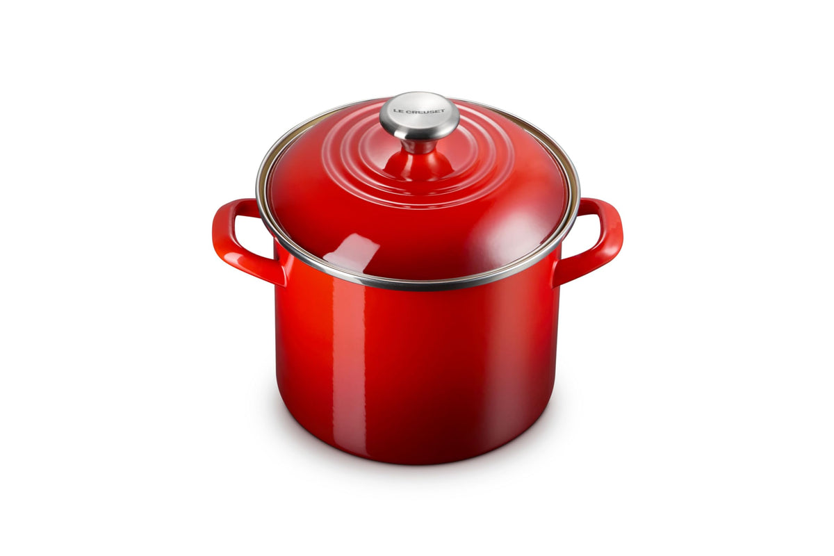 Enameled Steel Stockpot With Traditional Profile