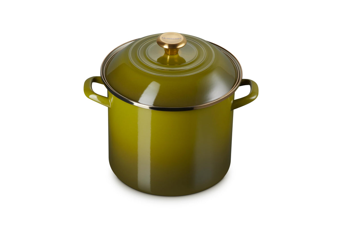 Enameled Steel Stockpot With Traditional Profile