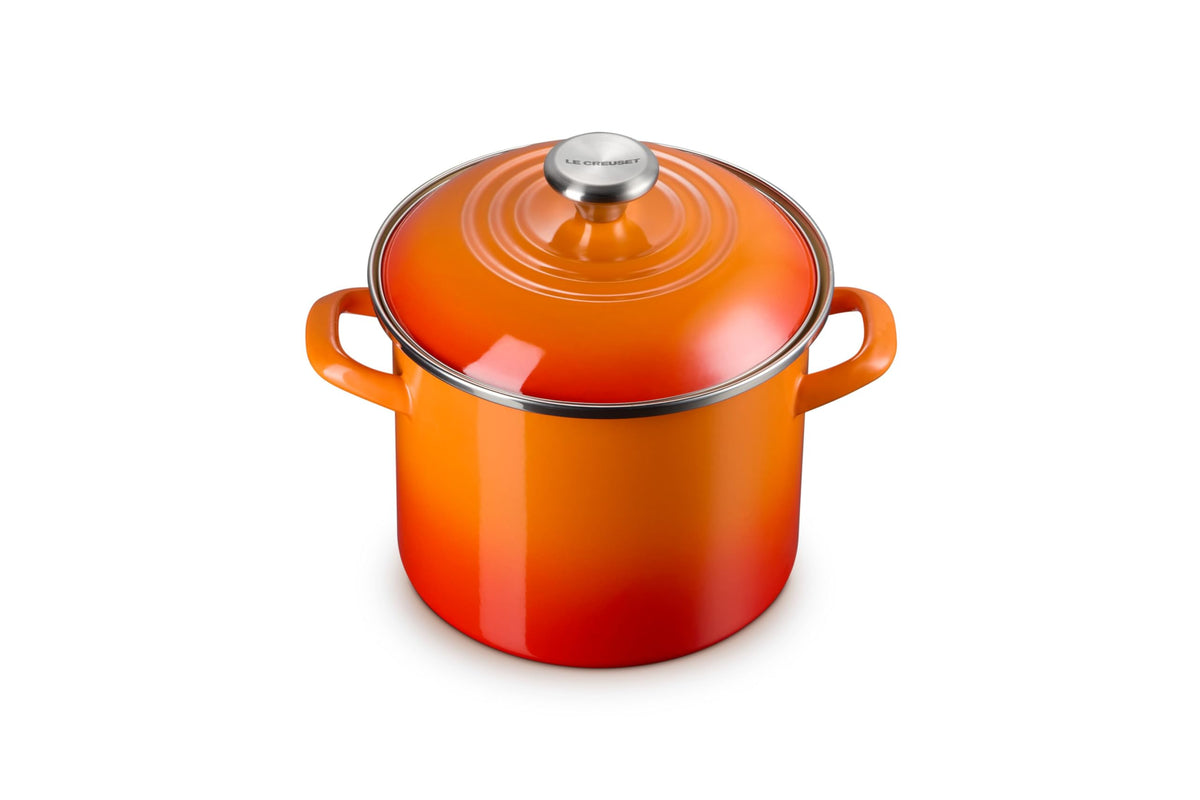 Enameled Steel Stockpot With Traditional Profile