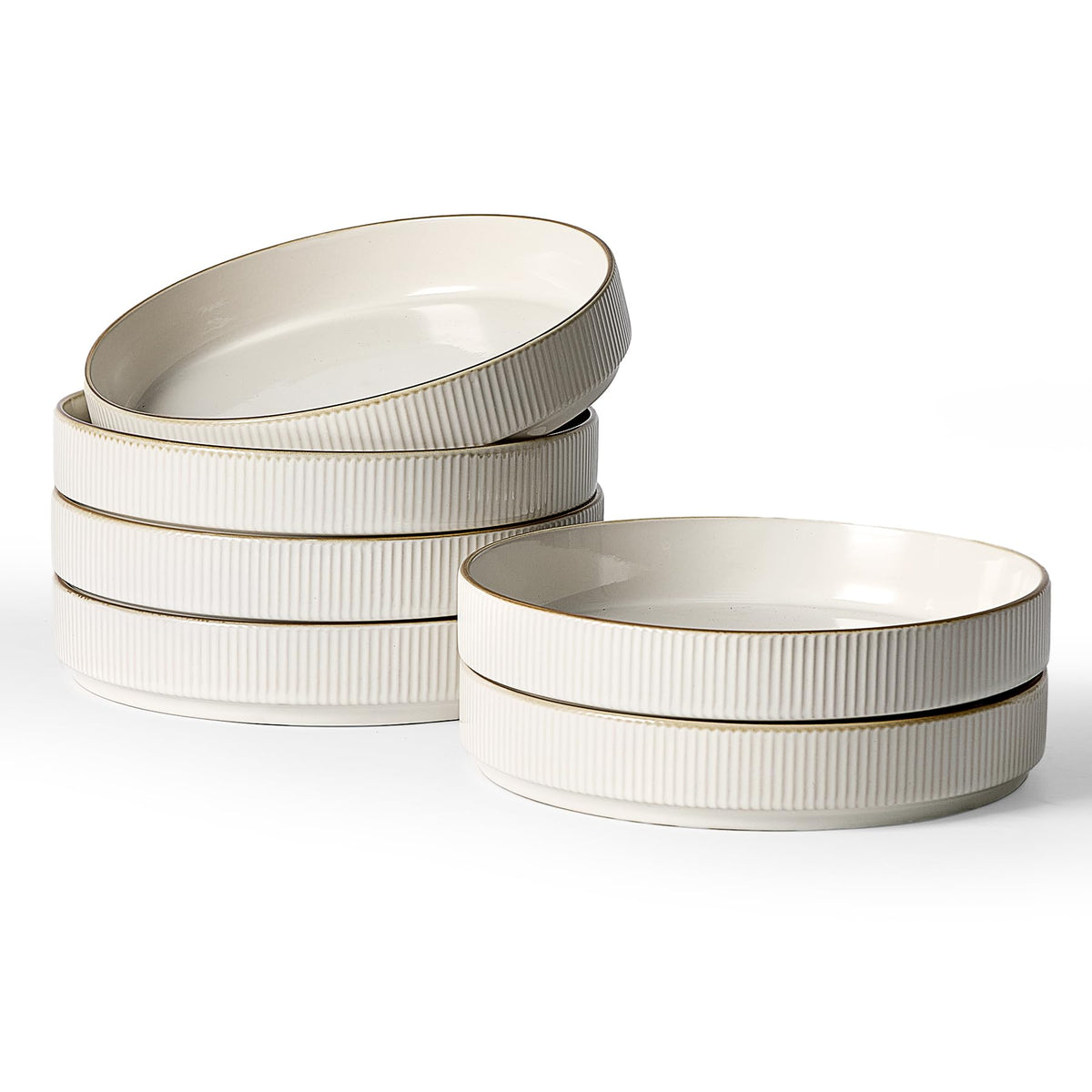 Wide Pasta Bowl Set With Star-Inspired Finish
