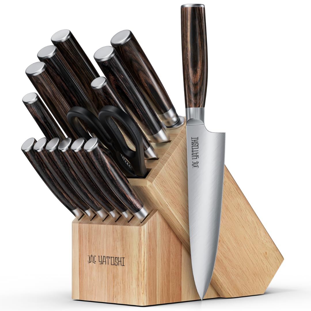 Professional Knife Block Set With High-Carbon Blades