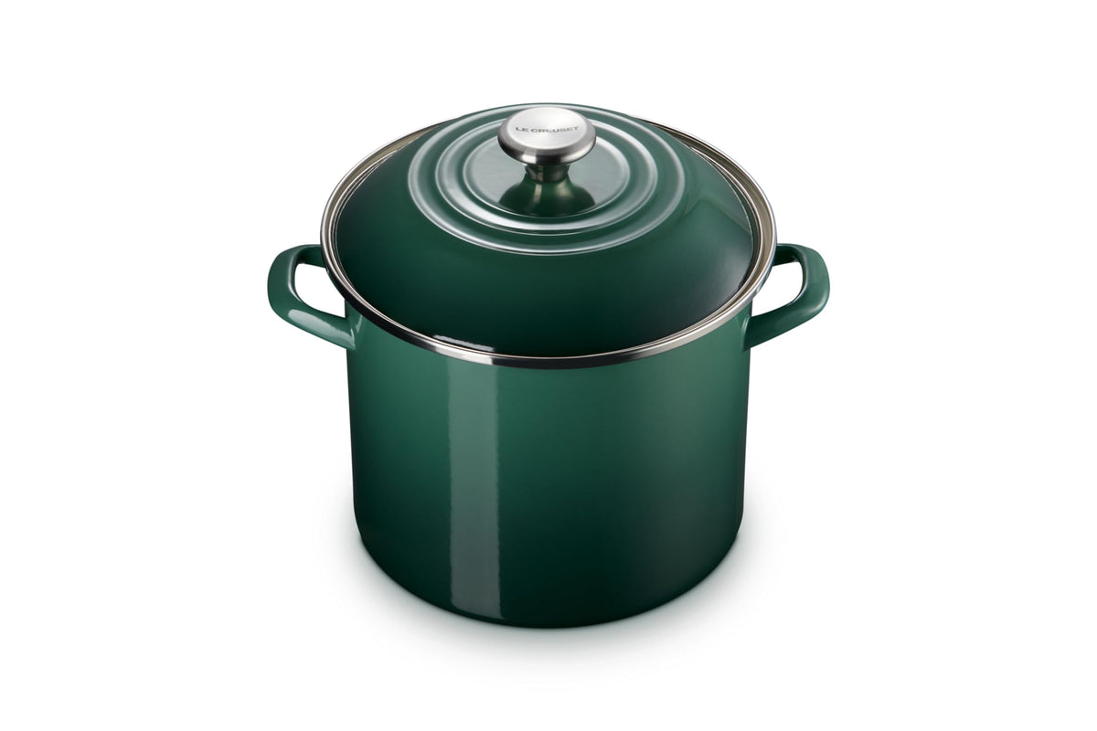 Enameled Steel Stockpot With Traditional Profile