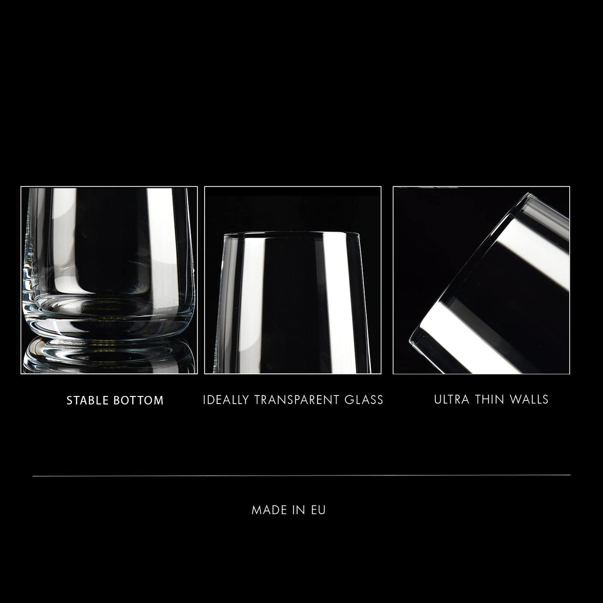 Elegant Drinking Glass Set With Sculpted Design