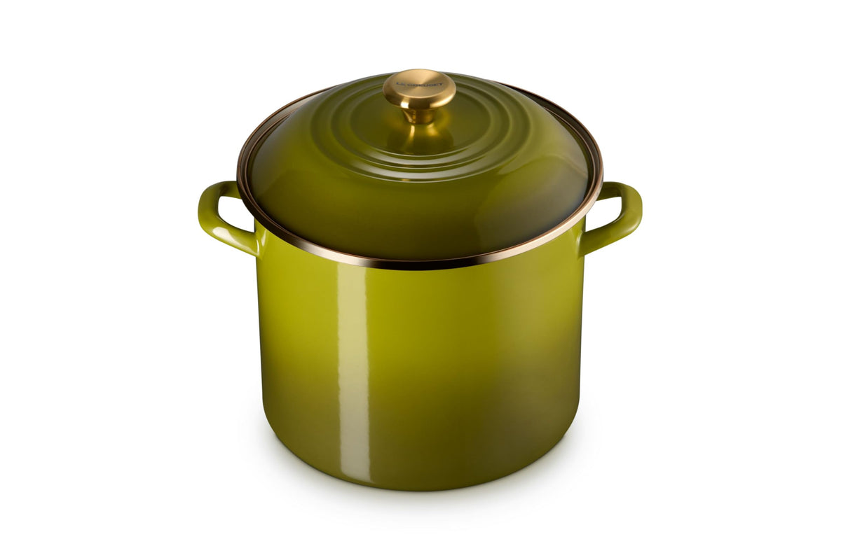 Enameled Steel Stockpot With Traditional Profile