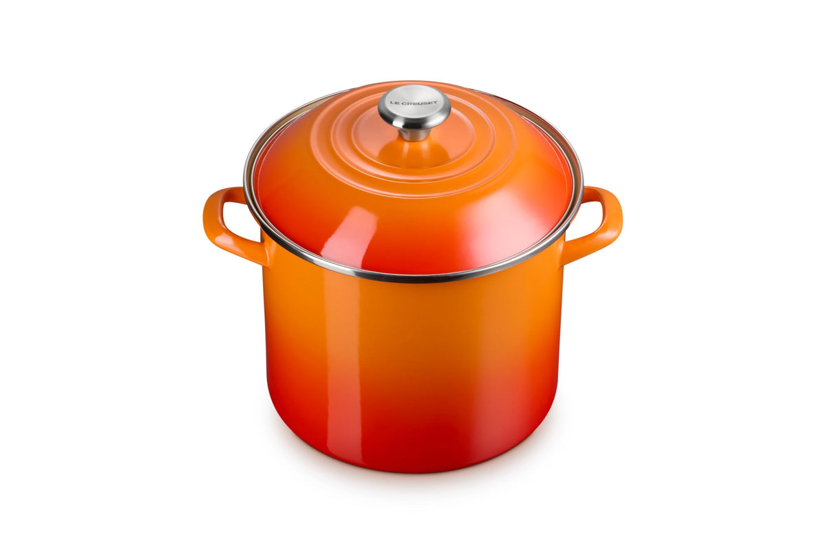 Enameled Steel Stockpot With Traditional Profile