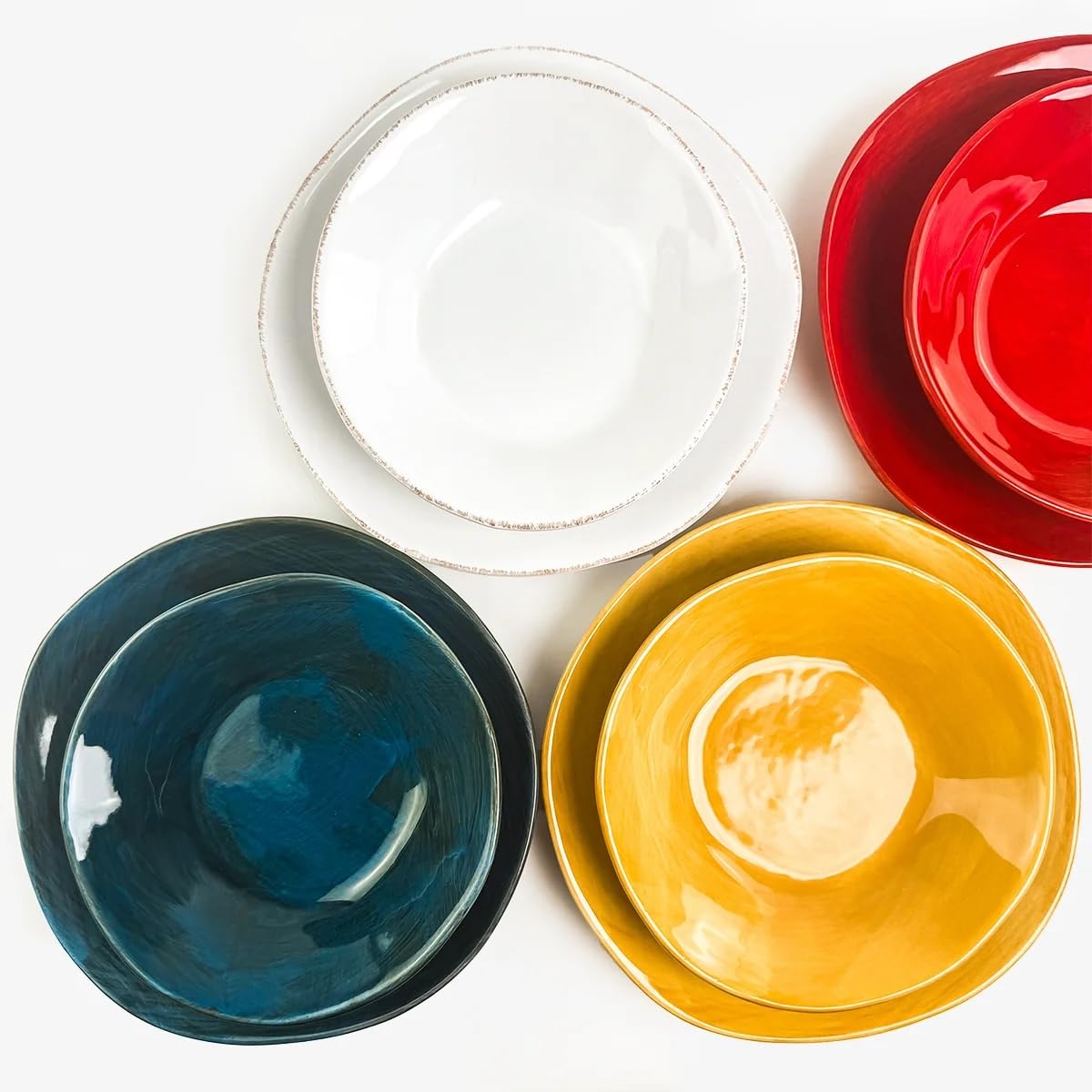 Tuscan Ceramic Pasta Bowl Set With Rustic Glaze