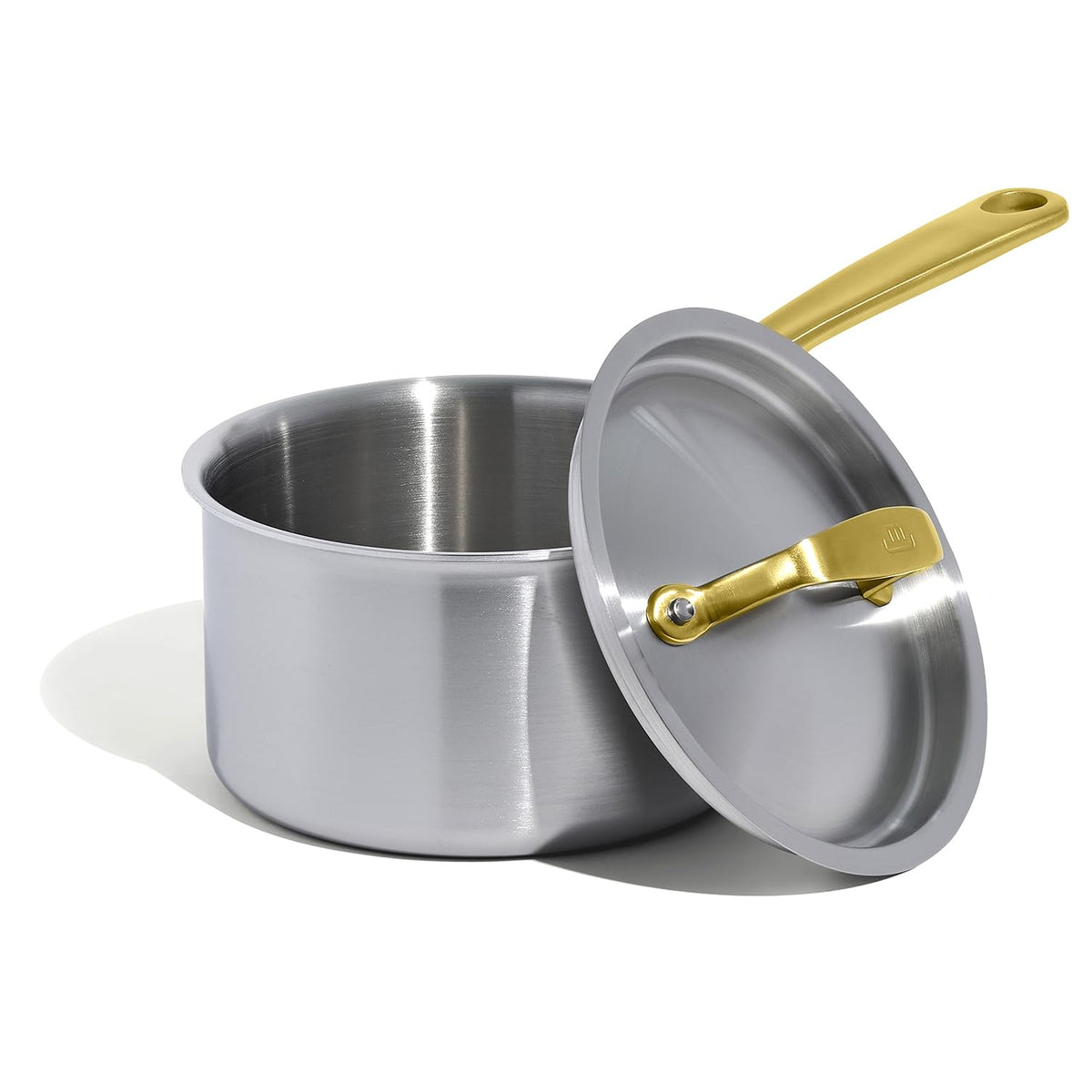 Stainless Steel Saucepan With Antique Brass Handle