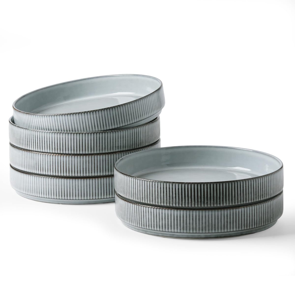 Wide Pasta Bowl Set With Star-Inspired Finish