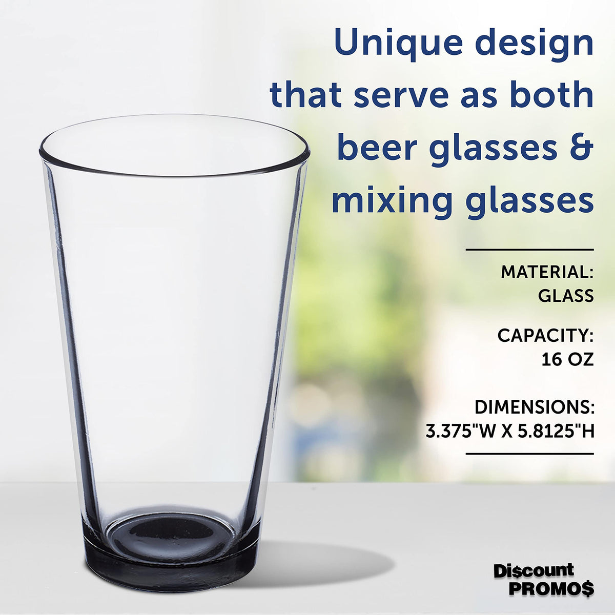 Pint Glass Set With Heavy-Duty Thick Base