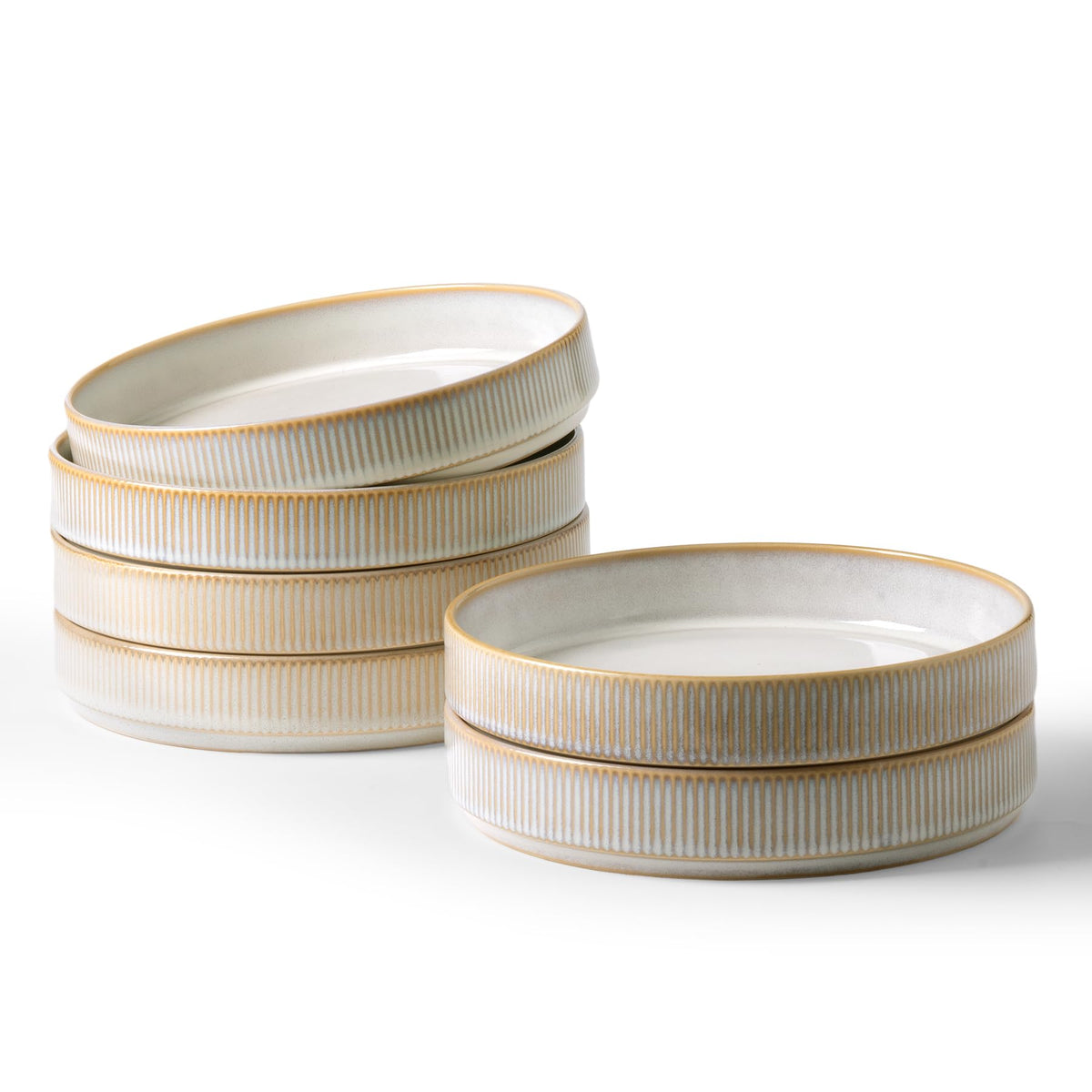 Wide Pasta Bowl Set With Star-Inspired Finish