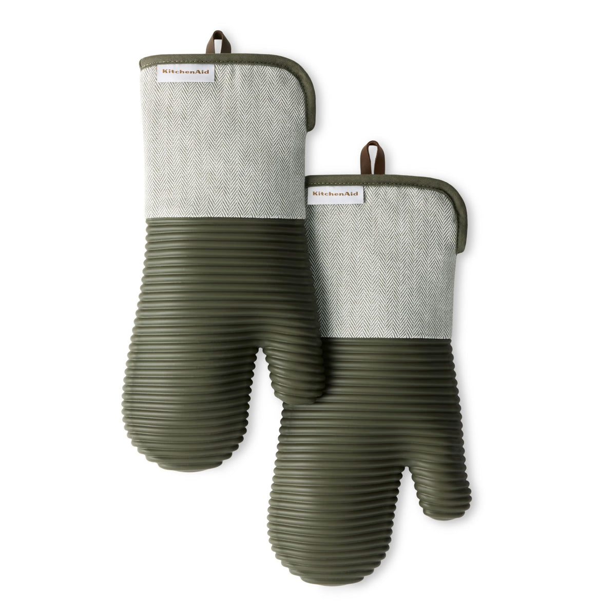 Ribbed Silicone Oven Mitts With Flexible Grip